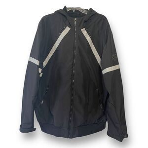 Coogi Australia Men's Vintage Full Zipper Hooded Bomber Jacket Black Size 3X